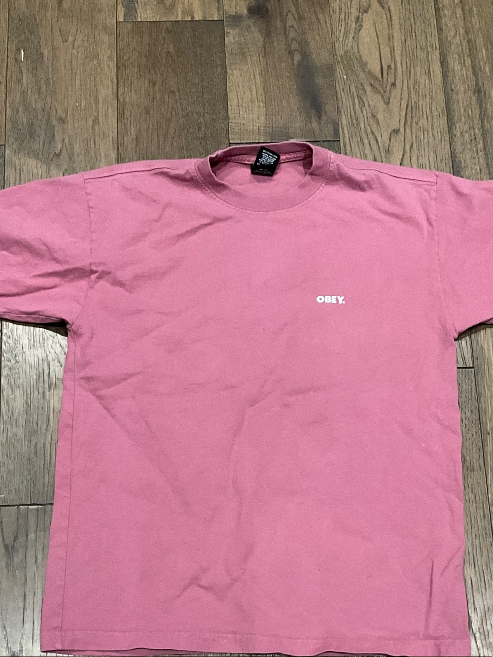 Obey Short Sleeve Crewneck Tee in Rose Pink